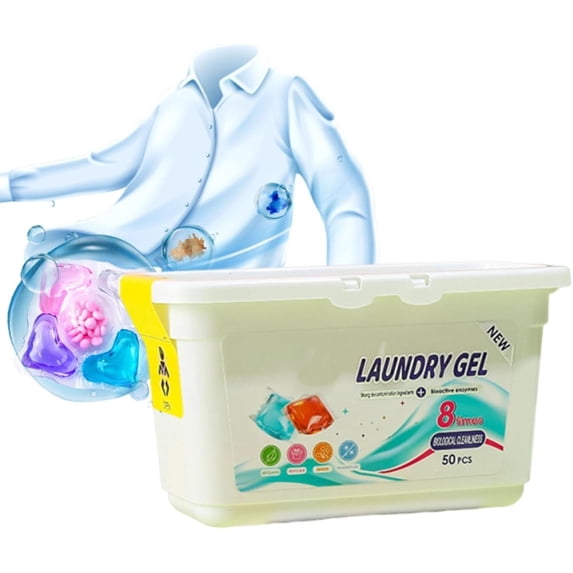 5-in-1 Laundry Pods 50 Count - HE Liquid Detergent Pacs with Stain Remover Fabric Softener Color Care, Dyes Perfumes Free for Clean Laundry