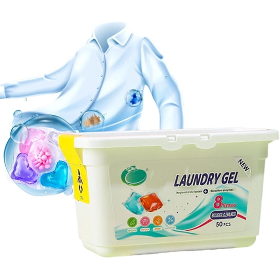 5-in-1 Laundry Pods,50 Count Laundry Gel,High Efficiency Hygienic Clean Heavy Duty Liquid Detergent Pacs Free Clear of Dyes Perfumes For Visible Invisible Dirt,Dissolves in Water