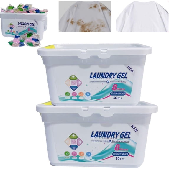 5-in-1 Laundry Pods, 50 Count Laundry Gel, Scent Laundry Detergent Pods, Long Lasting Fragrances Concentrate High Efficiency Washing with Scent (2PCS)