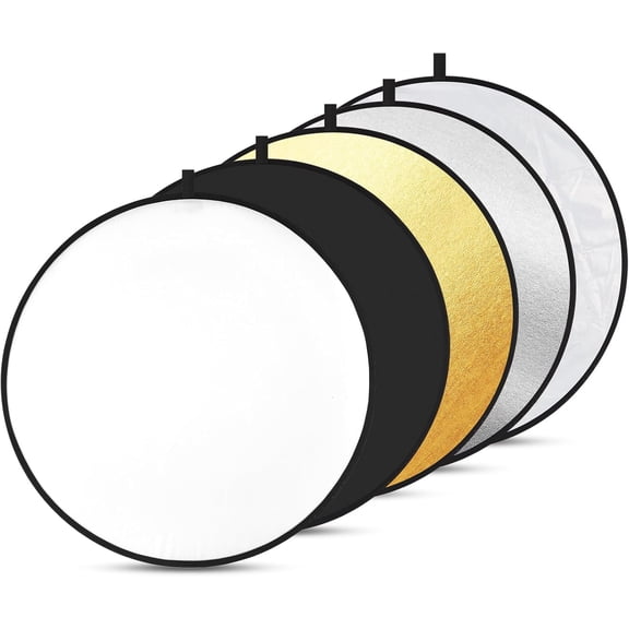 5-in-1 Light Reflector 32 Inch/80 cm Photography Diffuser Collapsible Portable with Bag, White Black Translucent for Studio and Outdoor Lighting (32'' (80cm))
