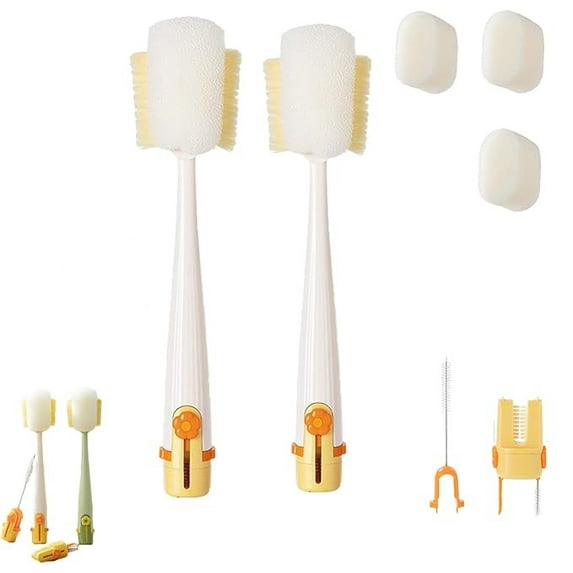 5-in-1 Long Handle Cup Brush, Multi-Functional Cleaning Brush for Thermos, Water Bottles & Baby Bottles