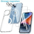 thumbnail image 1 of 5 in 1 Magnetic Case for iPhone 15 6.1, [2 Pack Glass Screen Protector +2 Camera Lens Protector] Clear, 1 of 10