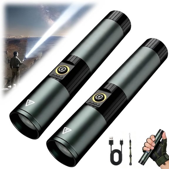 5-in-1 Magnetic Flashlight – 1800LM Rechargeable Multi-Color Torch, 5 Light Modes & Hidden Type-C Charging (2PCS)