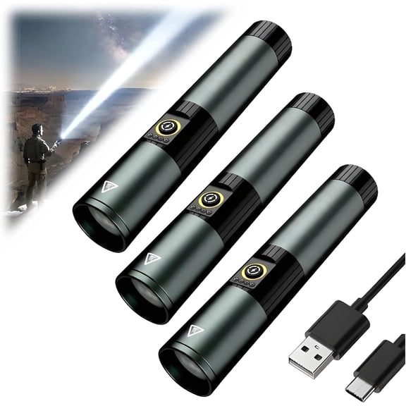5-in-1 Magnetic Flashlight – 1800LM Rechargeable Multi-Color Torch, 5 Light Modes & Hidden Type-C Charging, Bright Flashlight for Home Camping Hiking (3PCS)