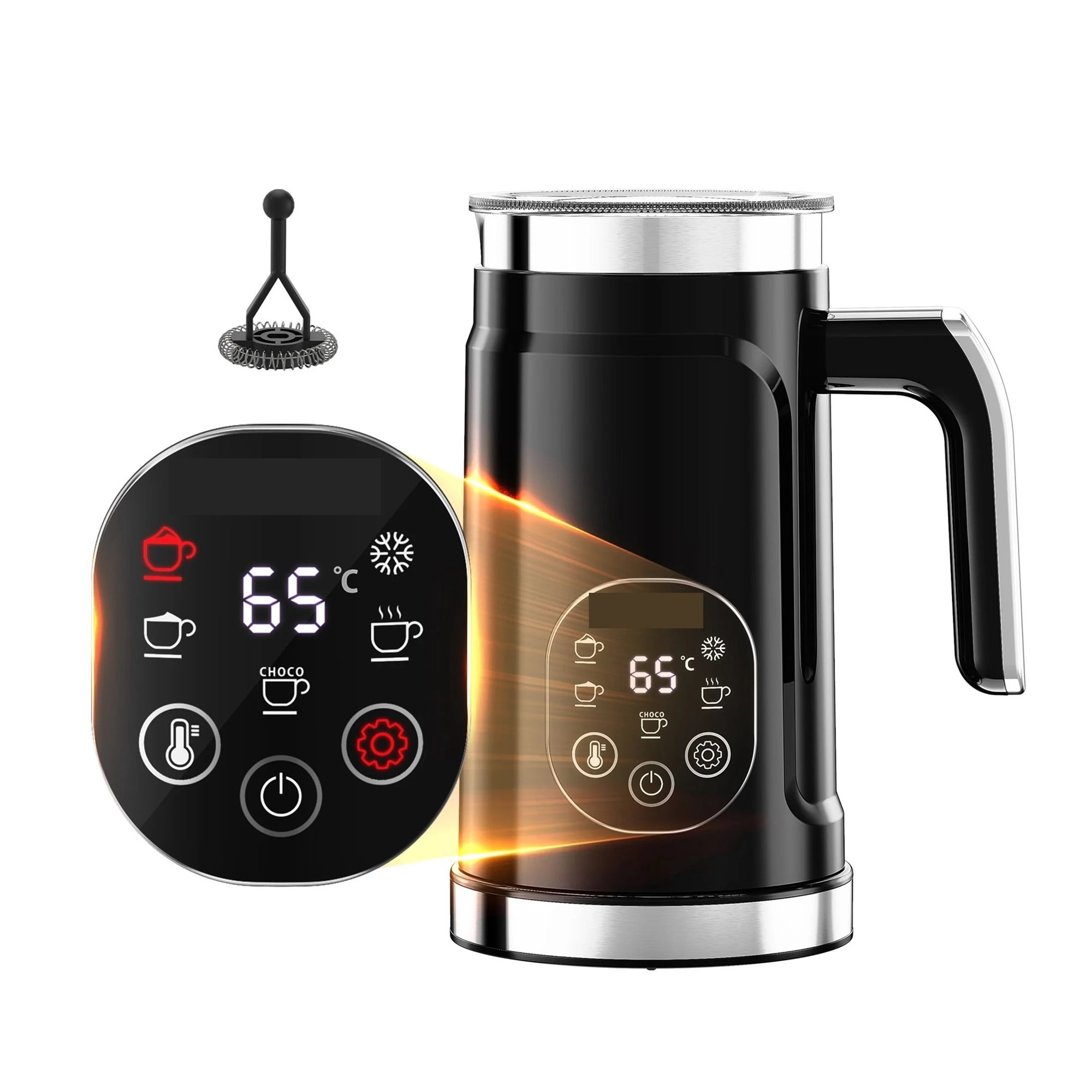 5-in-1 Milk Frother with LED Touch Screen  Hot & Cold Foam Maker for Lattes, Coffee & More