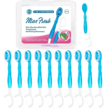 5 in 1 Mini Disposable Toothbrushes with Toothpastefor Work Travel Individually Wrapped 10pcs Mint