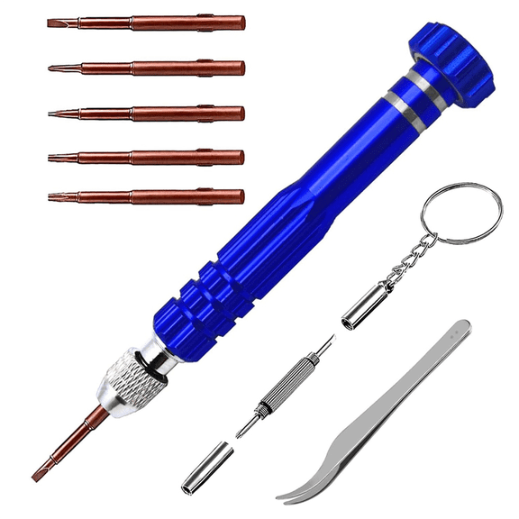 5 in 1 Mini Screwdriver, Glasses Screwdriver, Glasses Repair Kit, Magnetic Screwdriver Set for Watches Blue