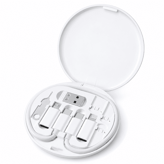5-in-1 Multi-Device Data Cable with Storage Case – Super Fast Charging, Portable Travel-Friendly USB Charging Cable, Efficient One-Line Solution