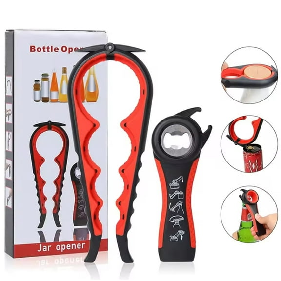 5-in-1 Multi-Function Jar & Can Opener  Easy Grip Silicone Handle, Ideal for Children, Elderly & Arthritis Sufferers TIKA