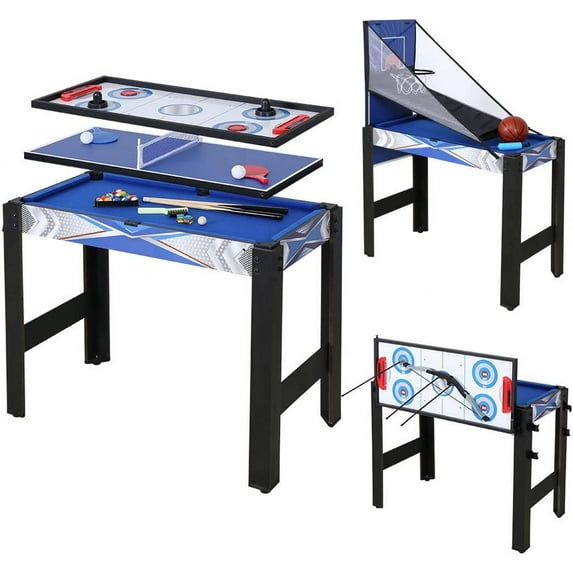 5-in-1 Multi Game Combination Table Set Table Tennis Table, Pool Table, Archery, Slide Hockey, Basketball Shooting for Family Parent-Child Interactive Game Table for Kids