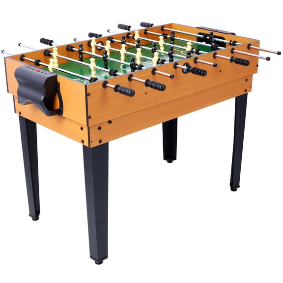 5-in-1 Multi-Game Table for Kids: Billiards, Push Hockey, Foosball, Ping Pong, Basketball - Compact Indoor Game Table with MDF and Steel, Brown/Blue, 43x24x32 Inches