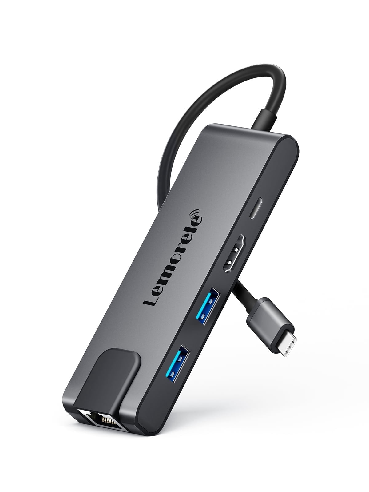 Lemorele USB C Hub Multiport Adapter, 5 in 1 Docking Station with 4k HDMI, Gigabit Ethernet, USB 3.0, 100W PD, Compatible with Macbook Pro/Air/iPad
