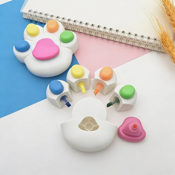 5-in-1 Multicolor Highlighter Marker Set, Detachable Button Highlighters, Portable Vibrant Ink Underlining Pens for Office Annotation & Daily Planner Highlighting