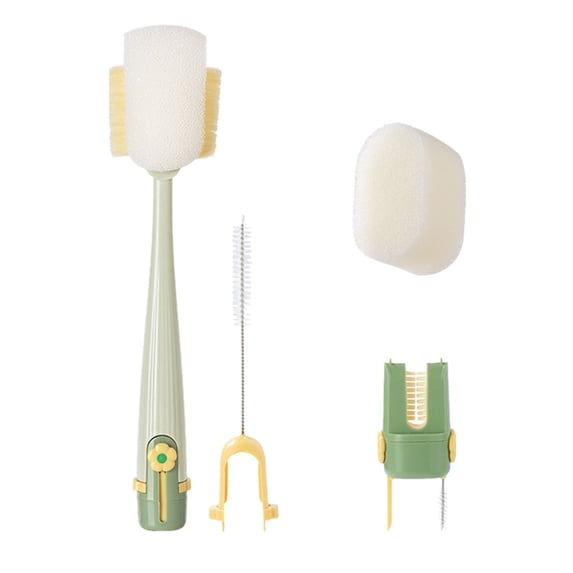 5-in-1 Multifunctional Cleaning Brush Set - Portable Bottle & Cup Lid Cleaner Tools for Water Bottles, Cups, Straws, and Narrow Mouths,Green - 30.5x5cm