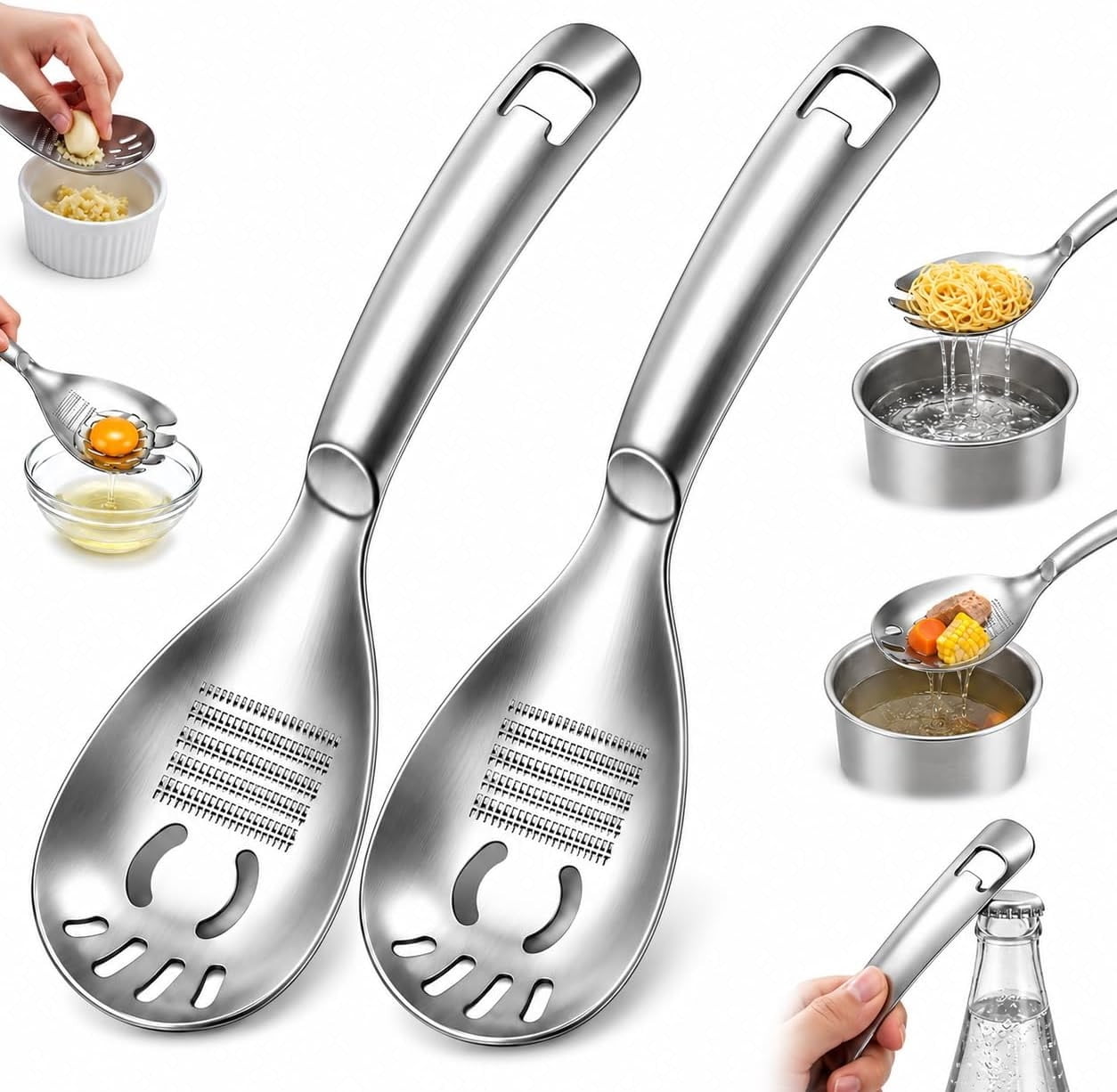 Toast Spoon 5-in-1 Multifunctional Stainless Steel Cooking Spoon, Slotted Serving ...