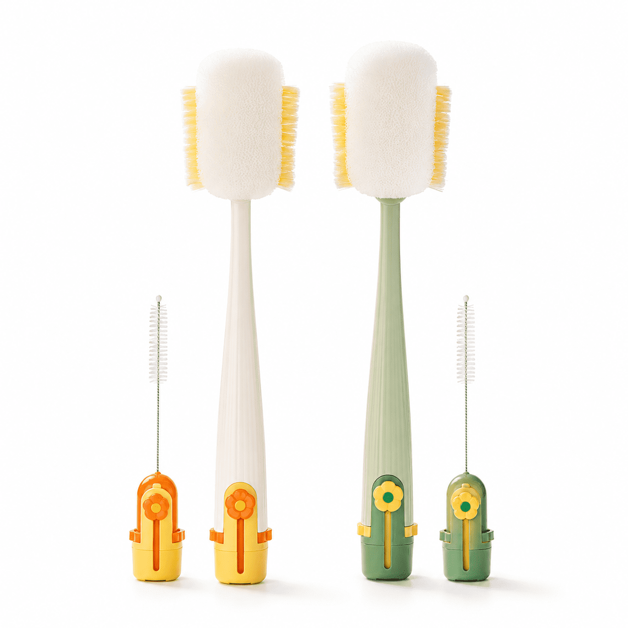 5-in-1 Multipurpose Bottle Cleaning Brush Set, 2-Pack Deep Clean Cup Scrubber with Crevice Tool, Nipple & Straw Brush for Baby Bottles, Tumblers & Glassware, Includes Bonus Filter Sponge