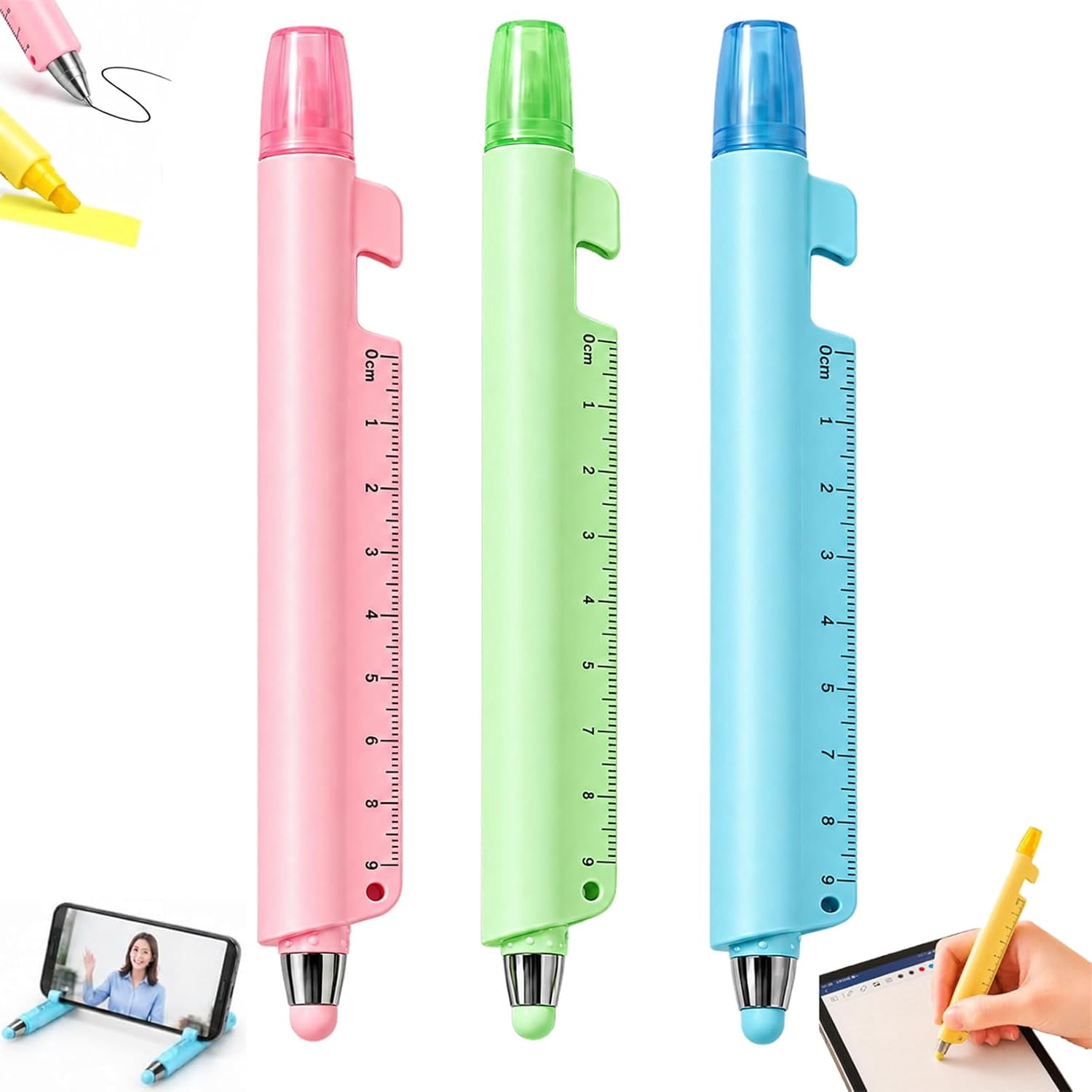 5-in-1 Multitool Pen 0.5 mm Black Ink Ballpoint Touchscreen Stylus Dual ...