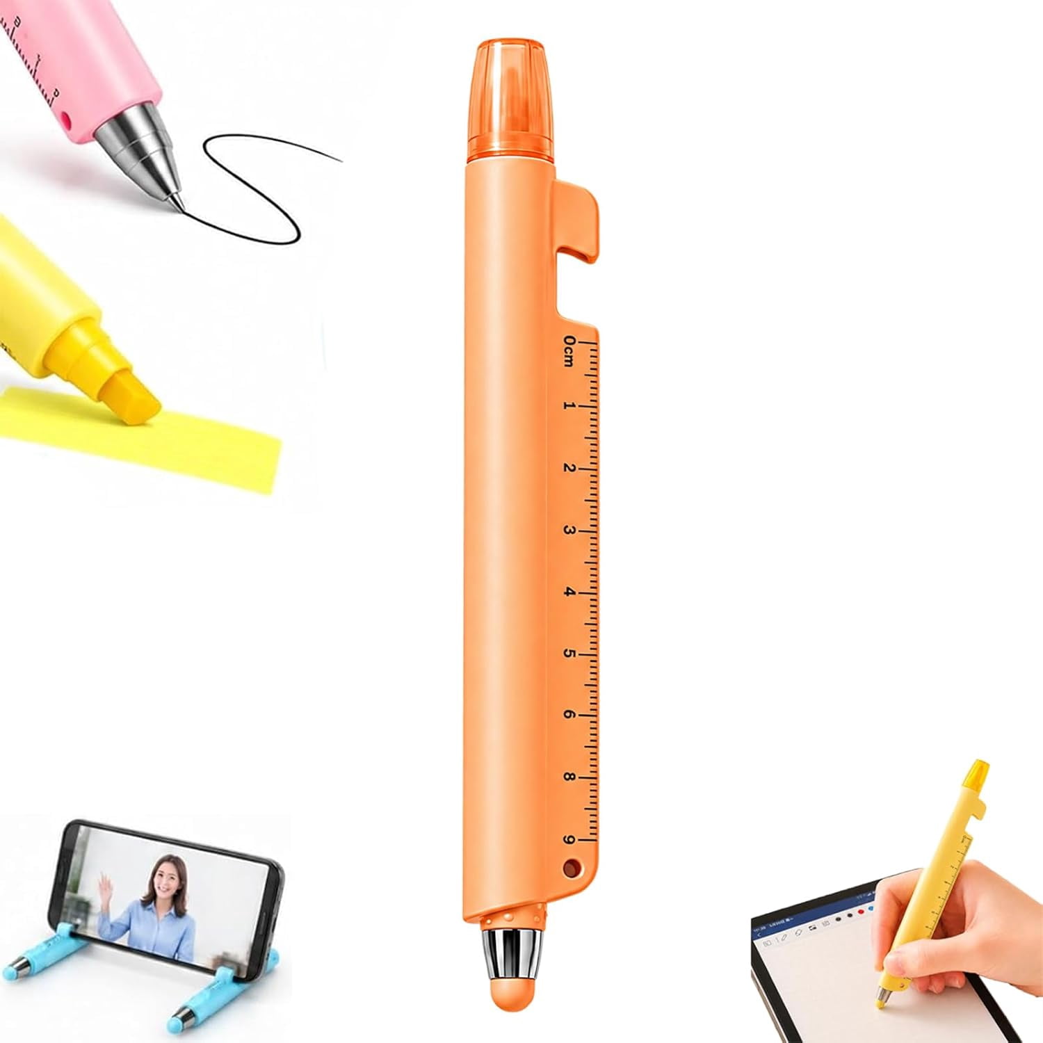 5-in-1 Multitool Pen 0.5 mm Black Ink Ballpoint Touchscreen Stylus Dual ...