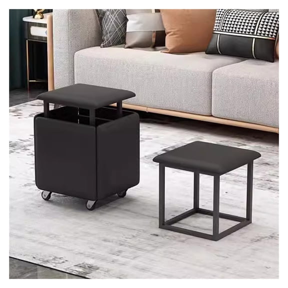 Multifunctional Cube Ottoman with Storage,5 in 1 Nesting Ottoman Cube Chair,Stackable Sofa Chair Stool Movable Footstool Dressing Chair for Living Room