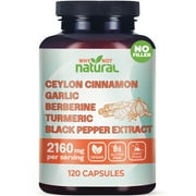 Why Not Natural 5-in-1 Organic Ceylon Cinnamon, Garlic, Berberine Capsules, 120 Count