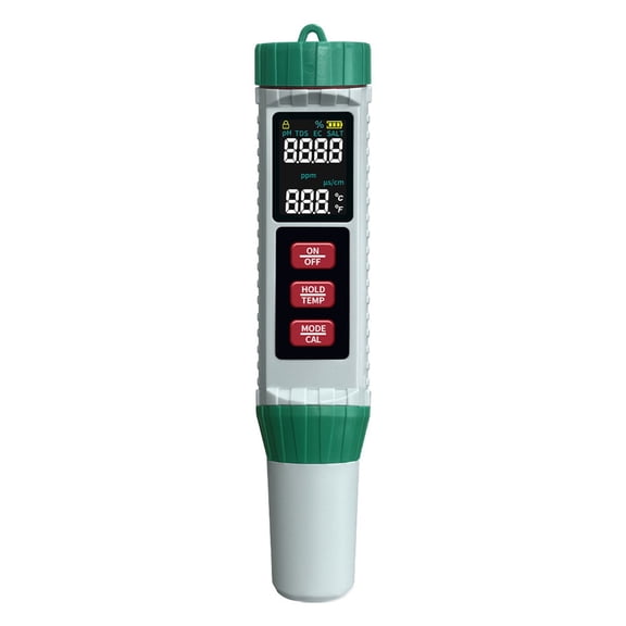 5-in-1 PH Meter With LCD For Pools And Aquariums, Digital Water Quality Tester For Salinity And Temperature, 0-14 Range, Auto Calibration