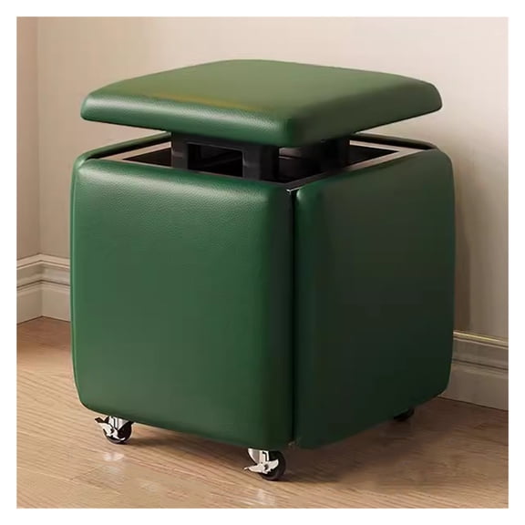 5 in 1 PU Leather Seating Cube with Swivel Casters,Stackable Sofa Chair Stool Nesting Ottoman Stool Movable Footstool Dressing Chair for Living Room