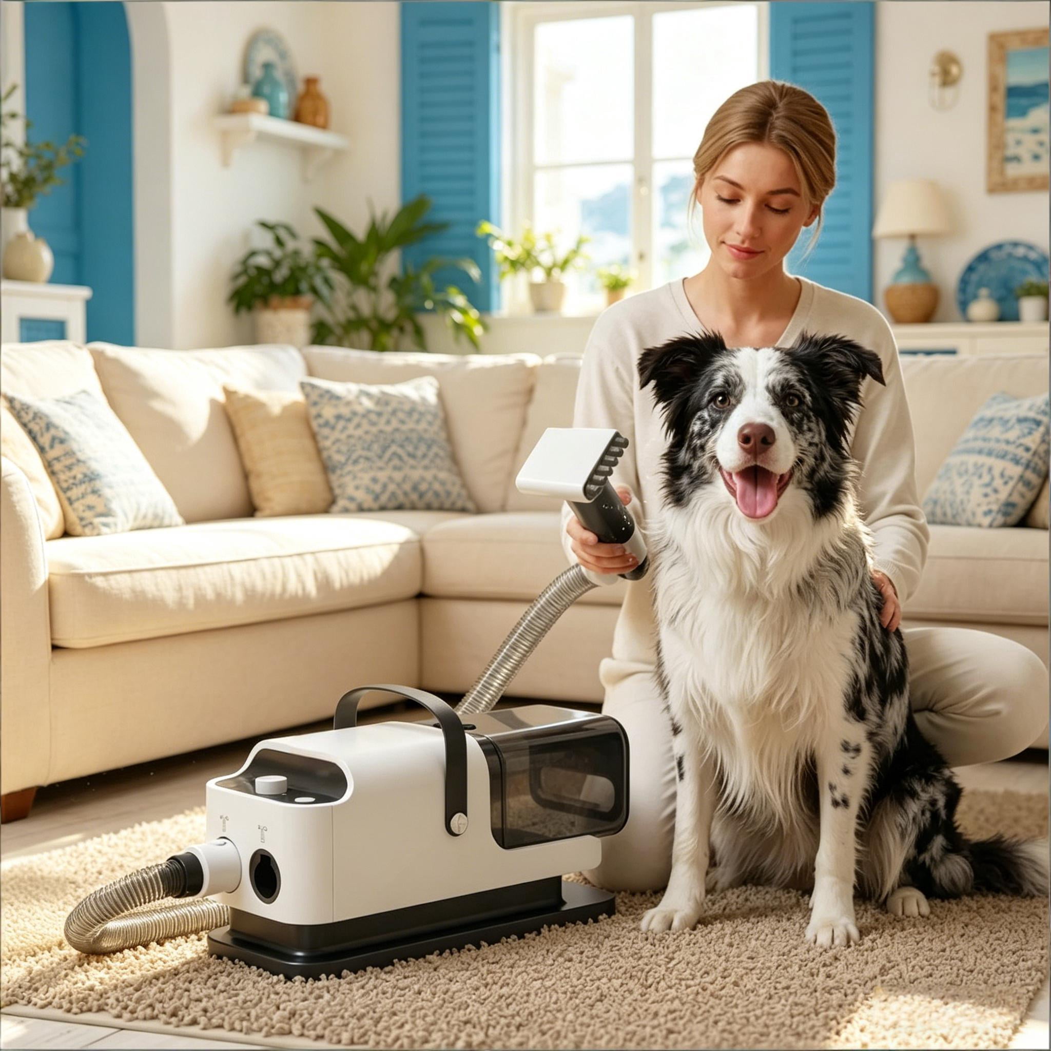 5-in-1 Pet Grooming Vacuum & Dryer, Home Dog Grooming Unit with Smart 45-55℃ Temp Control, 4 Adjustable Modes Quiet 50dB, Auto Mode Switch & Integrated Storage
