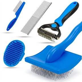 5-in-1 Pet Kit, Dematting Deshedding Brushes for Curly Haired Dogs and Cats
