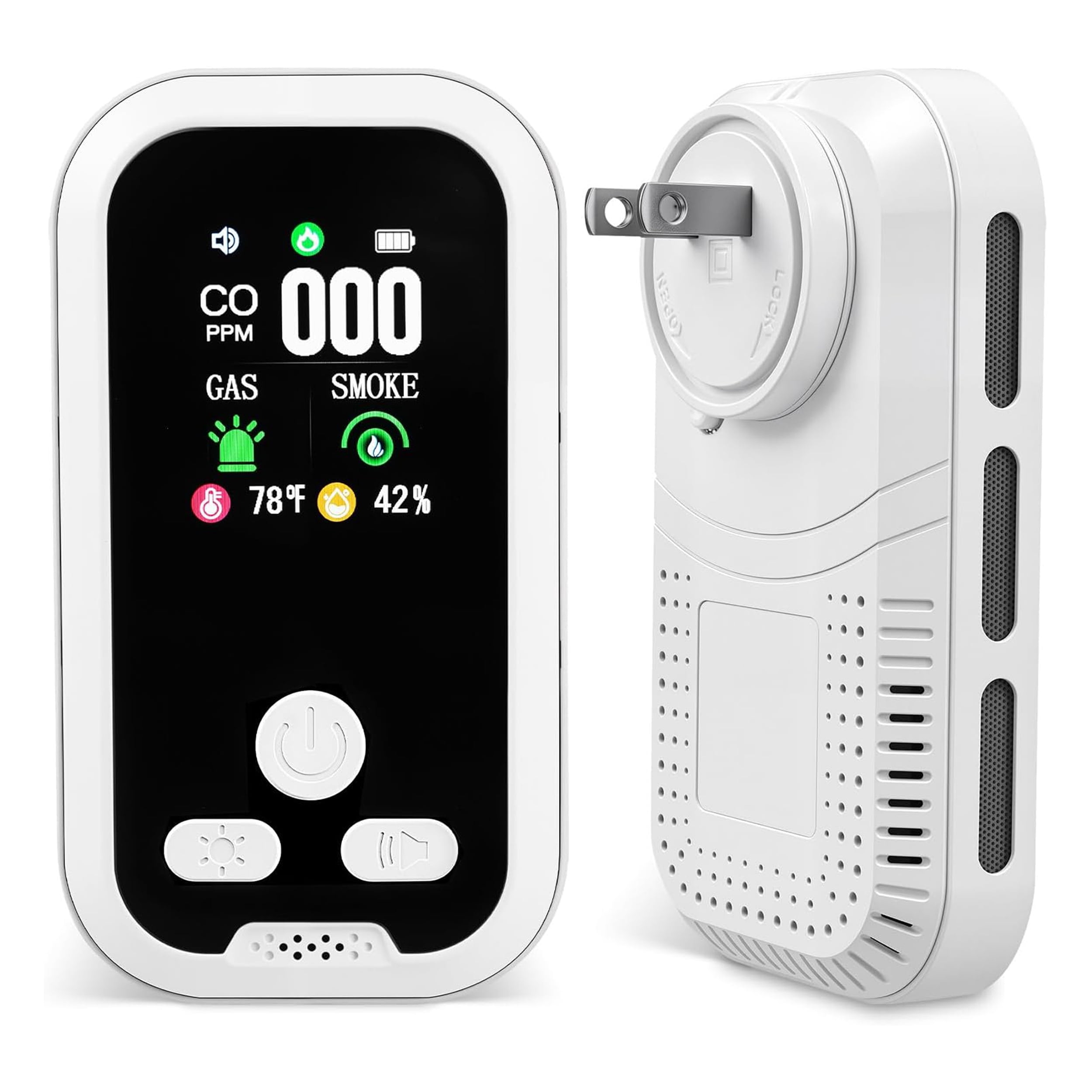 5 in 1 Plug in Carbon and Gas Alarm with HD Screen