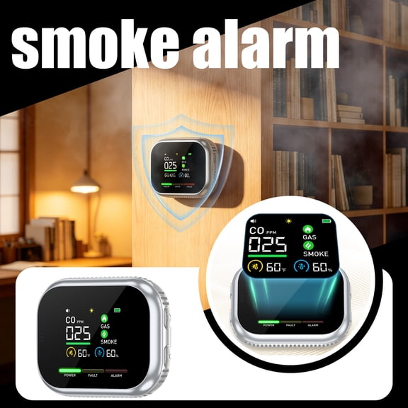 5-in-1 Portable Gas Detector with HD Display, Temperature and Humidity Monitor for Home Safety, Magnetic Mounting Built-in Battery, Practical Easter Gifts for Family, A