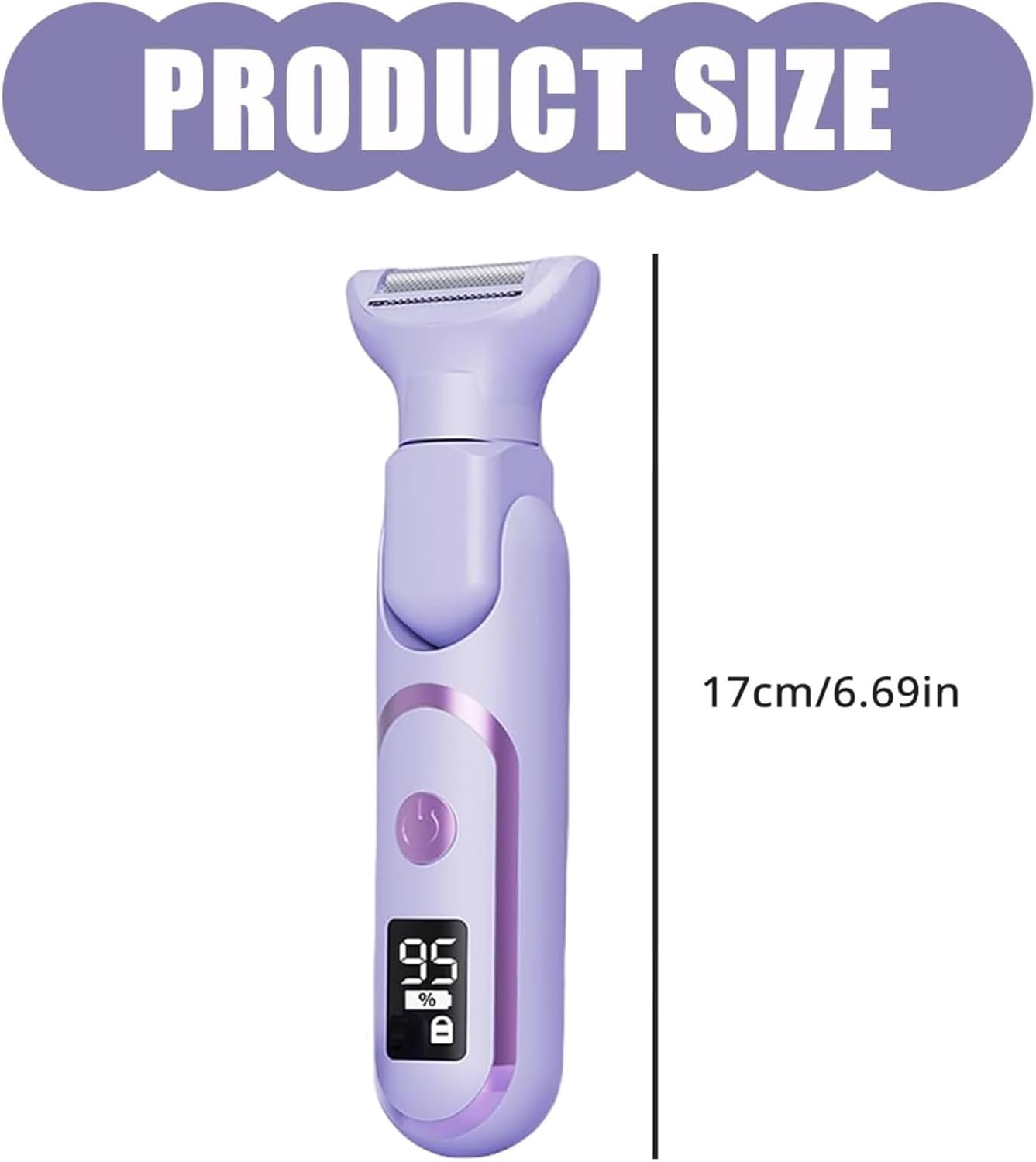 5-in-1 Rechargeable Electric Women's Hair Remover, Waterproof Wet and Dry Bikini and Body Beauty Device with LCD Display, Washable Precision Razor for Legs, Face, Eyebrows, and Sensitive Areas