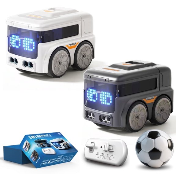 5-in-1 Remote Control Car for Kids, White,Interactive RC Toy Bus with Gesture Sensing Follow & Escape, Line Tracking, LED Lights & Music, Rechargeable for Boys Girls Age 6+