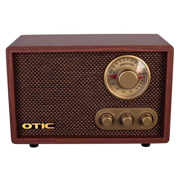 5-in-1 Retro Bluetooth Radio with Rechargeable Battery, Portable FM/AM Transmitter & Wireless Speaker for Travel/Outdoor