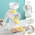 thumbnail image 1 of 5-in-1 Rotary Cheese Grater, Vegetable Slicer with Suction Base, Manual Food Processor with Stainless Blades(White), 1 of 6