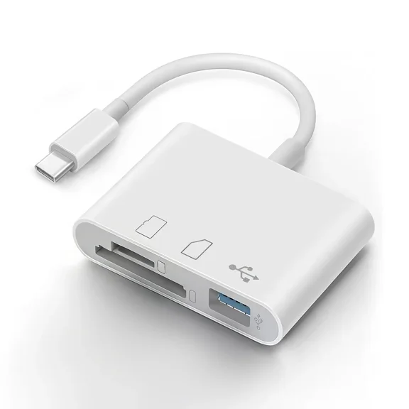 5-in-1 SD Card Reader for iPhone,iPad,USB-C Devices, Lightning/USB-C Dual Port Adapter, Supports SD/MicroSD & USB 3.0, Fast Transfer, Plug & Play, No App Needed Usb C Hub