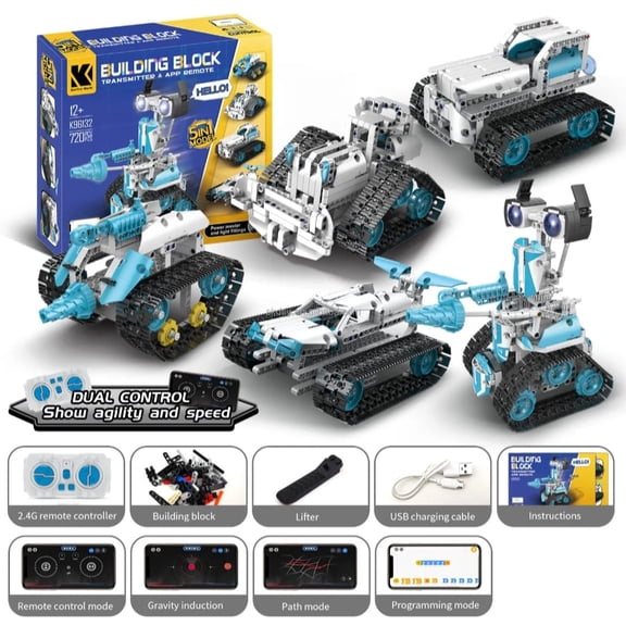 5-in-1 STEM Remote Control Robot Building Kit 720 PCS | 5-in-1 Models | APP + Remote Control I K96132