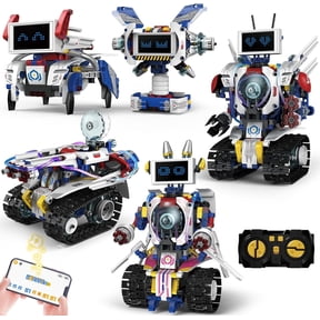 5-in-1 STEM Robot Building Kit for Kids Ages 6-16, Remote & App Controlled, Rechargeable Engineering Learning DIY Coding Toy, Educational Building Blocks Gift for Girls & Boys (603 PCS)