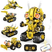 5-in-1 STEM Robot Building Kit for Kids Ages 8-16, Remote & App Controlled, Rechargeable Engineering Learning DIY Coding Toy, Educational Building Blocks Gift for Girls & Boys