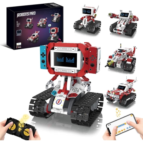 5-in-1 STEM Robot Building Kit with Remote Control & APP, Science Robot Educational Toys with 358 Piece