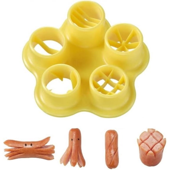 5 in 1 Sausage Hot Dog Cutter Set Flower Crab Octopus Style Ham Sausage Cutter Kitchen Cutting Mold DIY Lunch