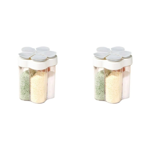 5-in-1 Seasoning Containers Set Leak Proof Airtight Travel Spice Jars for Camping,Picnics BBQ Portable Condiment Storage Bottles for Salt,Pepper,Sugar Spices Food Grade Kitchen Outdoor Seasoning Kit