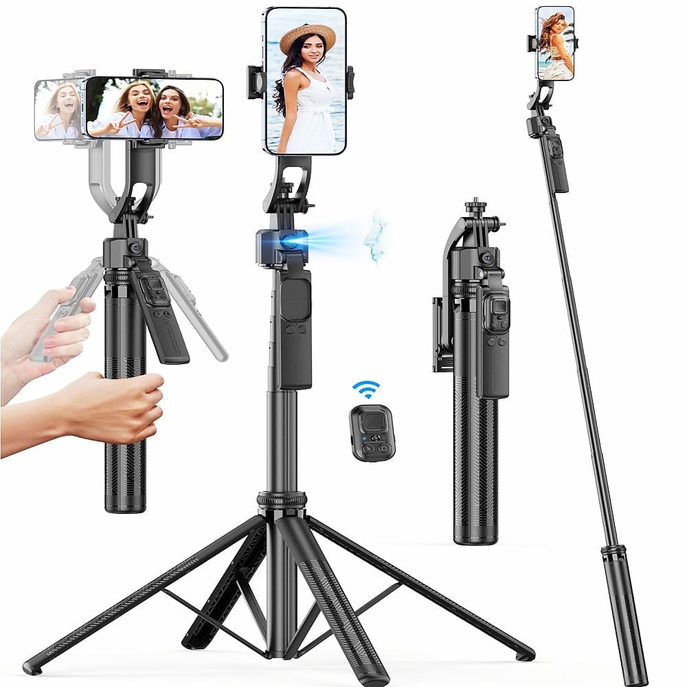 Auto Face Tracking Tripod 360° Rotation, 71" Extendable Selfie Stick Phone Holder for iPhone Videos