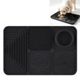 thumbnail image 1 of 5-in-1 Silicone Slow Feeder and Lick Mat for Dogs, Suction Cup Pet Feeding Tray with Water Bowl, 11.81x7.87 Inch Enrichment Mat for Meals, Bathing and Grooming(5-in-1-Black), 1 of 9