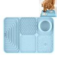 thumbnail image 1 of 5-in-1 Silicone Slow Feeder and Lick Mat for Dogs, Suction Cup Pet Feeding Tray with Water Bowl, 11.81x7.87 Inch Enrichment Mat for Meals, Bathing and Grooming(5-in-1-Blue), 1 of 9