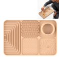 thumbnail image 1 of 5-in-1 Silicone Slow Feeder and Lick Mat for Dogs, Suction Cup Pet Feeding Tray with Water Bowl, 11.81x7.87 Inch Enrichment Mat for Meals, Bathing and Grooming(5-in-1-Ginger), 1 of 9
