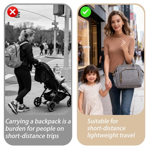 5-in-1 Small Diaper Bag Backpack Convertible Tote with 9 Pockets (2 Insulated Bottle Pockets), Waterproof Oxford Cloth Mini Diaper Purse for Quick Trips, Gray | 2 Insulated Pockets