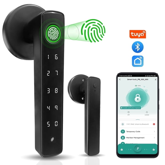 Fingerprint Door Lock, 4-in-1 Keypad Door Lock with Handle, App and Key, Bedroom Door Lock with Code, Auto Lock with Privacy and Passage Modes for Apartments and Home Offices