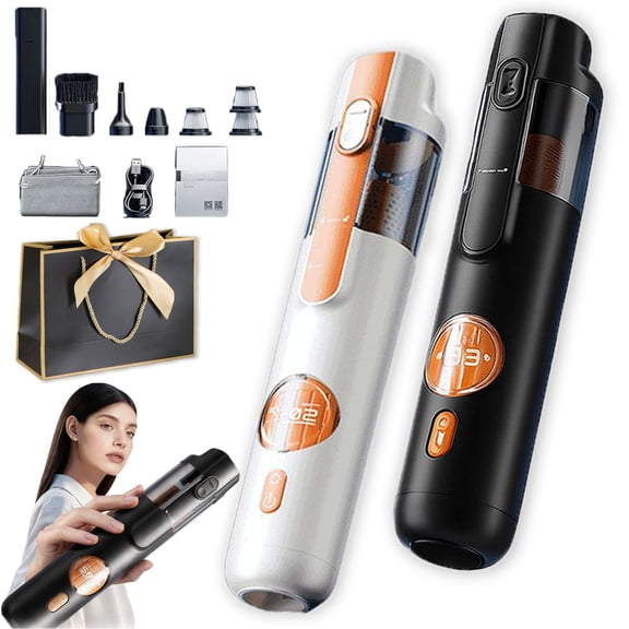 5-in-1 Smart Handheld Vacuum Cleaner, Cordless Mini Vacuum with 15kPa Strong Suction, Rechargeable Type-C Portable Dust Cleaner for Home, Car, Sofa, Inflatable Pump Function (2Set Edition)