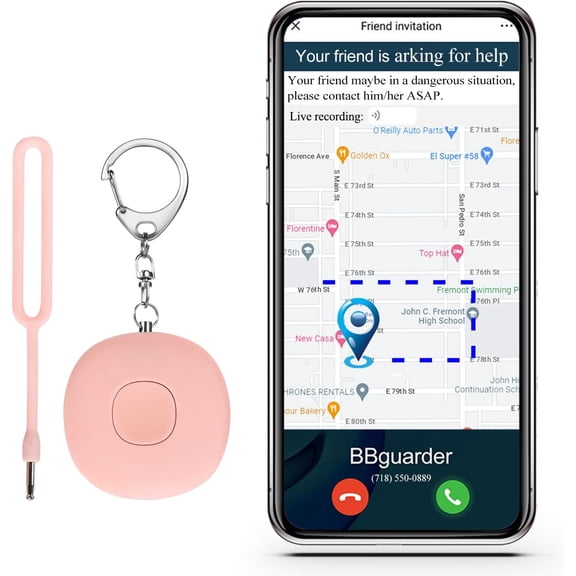 5-in-1 Smart Personal Alarms for Women, 130dB Sound, Notify Emerncy Contacts by Email/SMS/Call, GPS Tracker and Audio Recording, Key Finder, Phone Anti-Lost, Timer Alarm, Bluetooth Connect