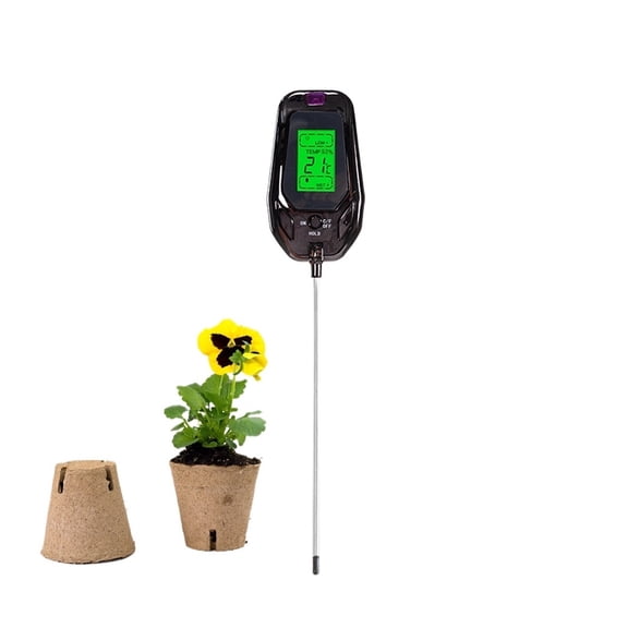 5 in 1 Soil PH Meter Tester Digital Temperature/Humidity/Sunlight/Moisture Garden Soil Acidity Analyzer for Farm Plants